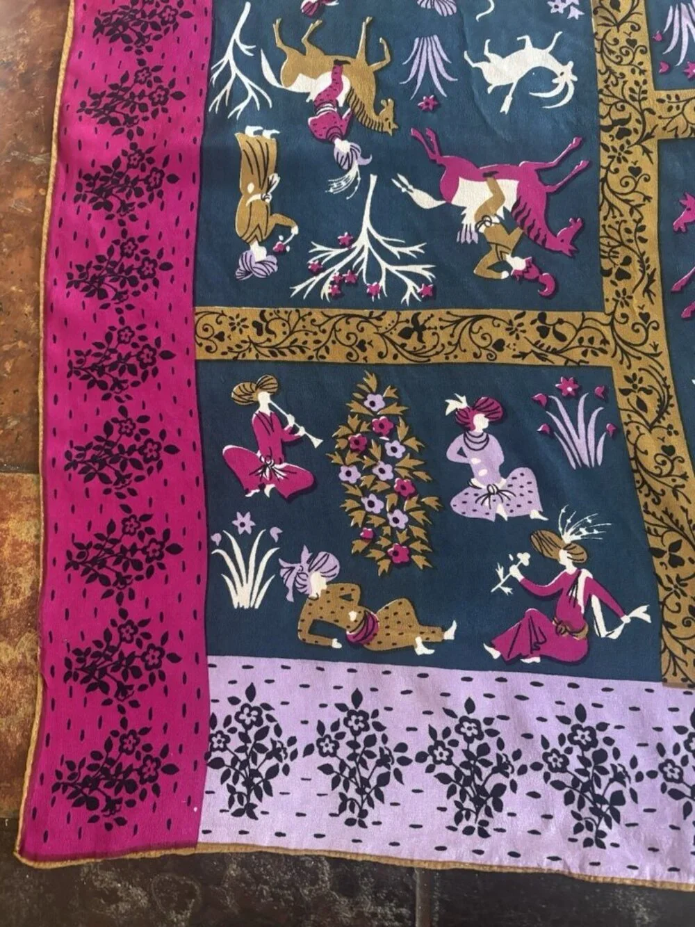 Vintage Tammis Keefe Silk Scarf Persian Horse Collection Equestrian MCM